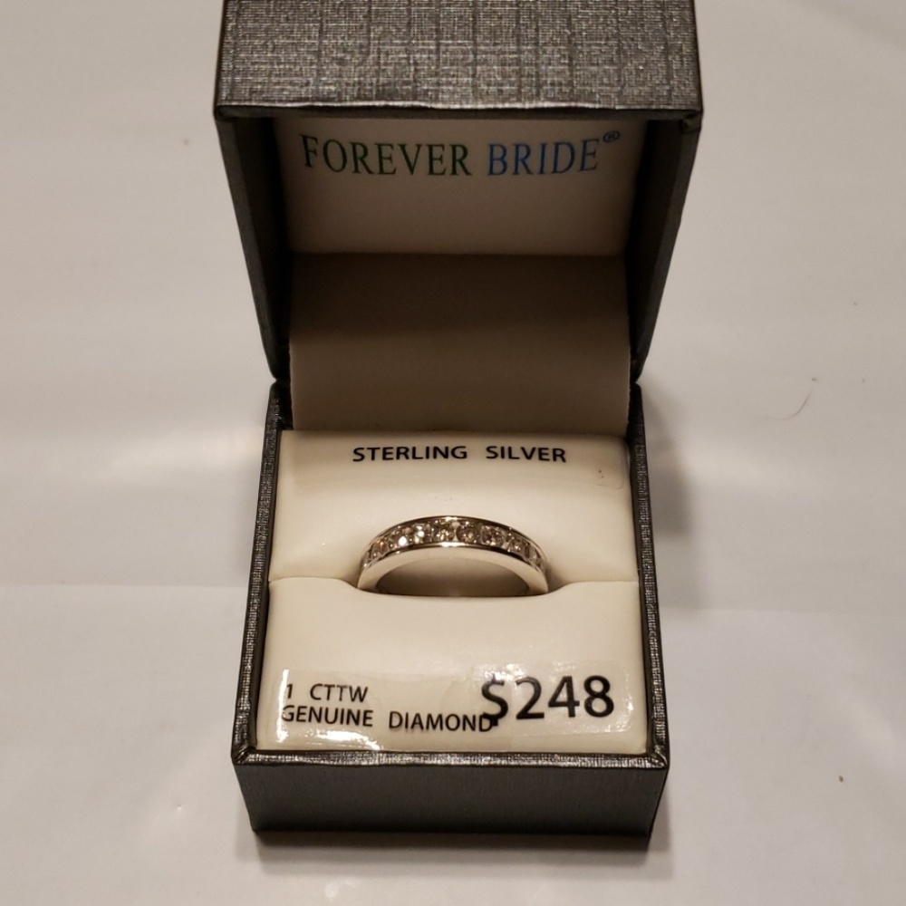 New Sterling Silver 1 Carat Diamond Wedding Band